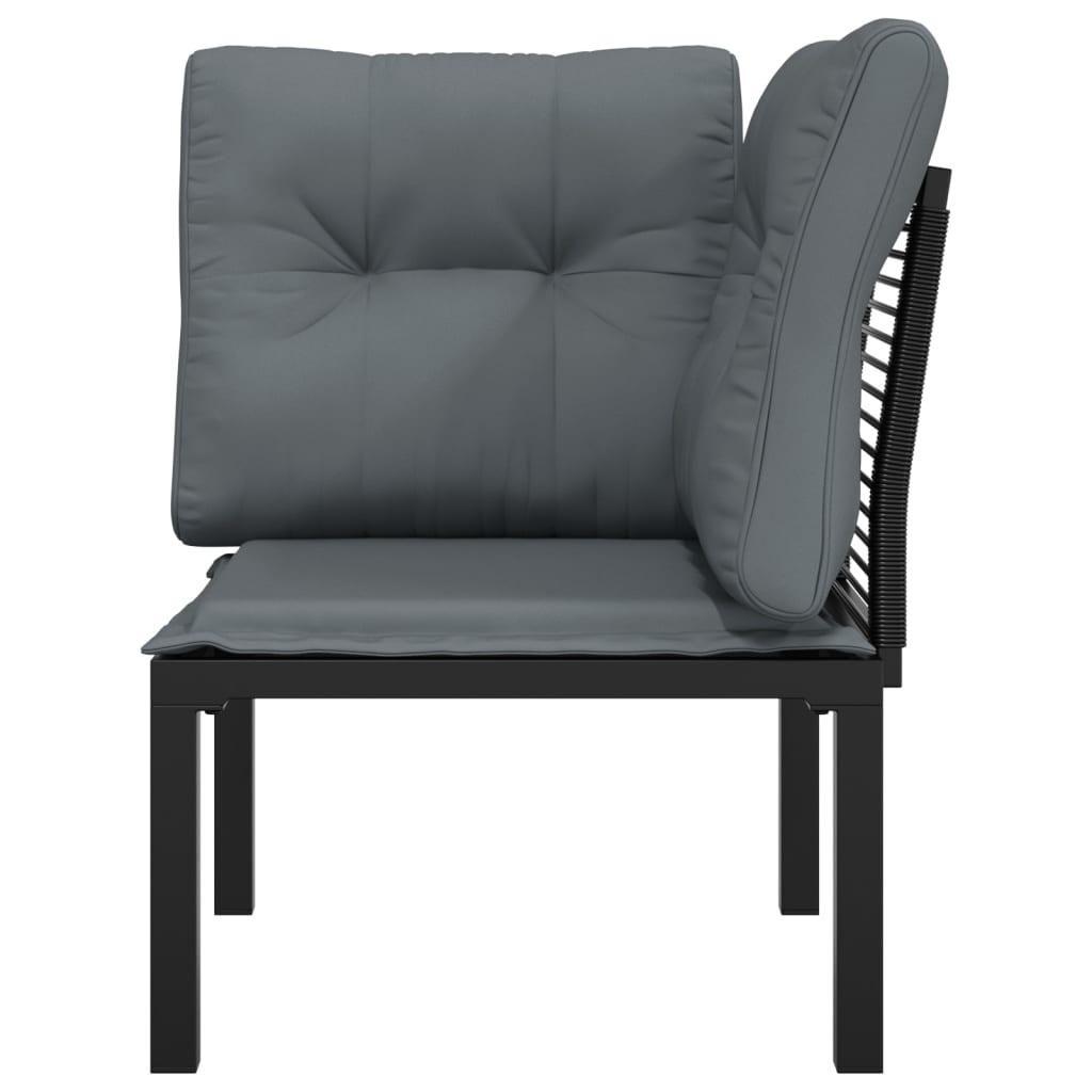 Patio Corner Chair with Cushions Black and Gray Poly Rattan at Set Shop and Smile