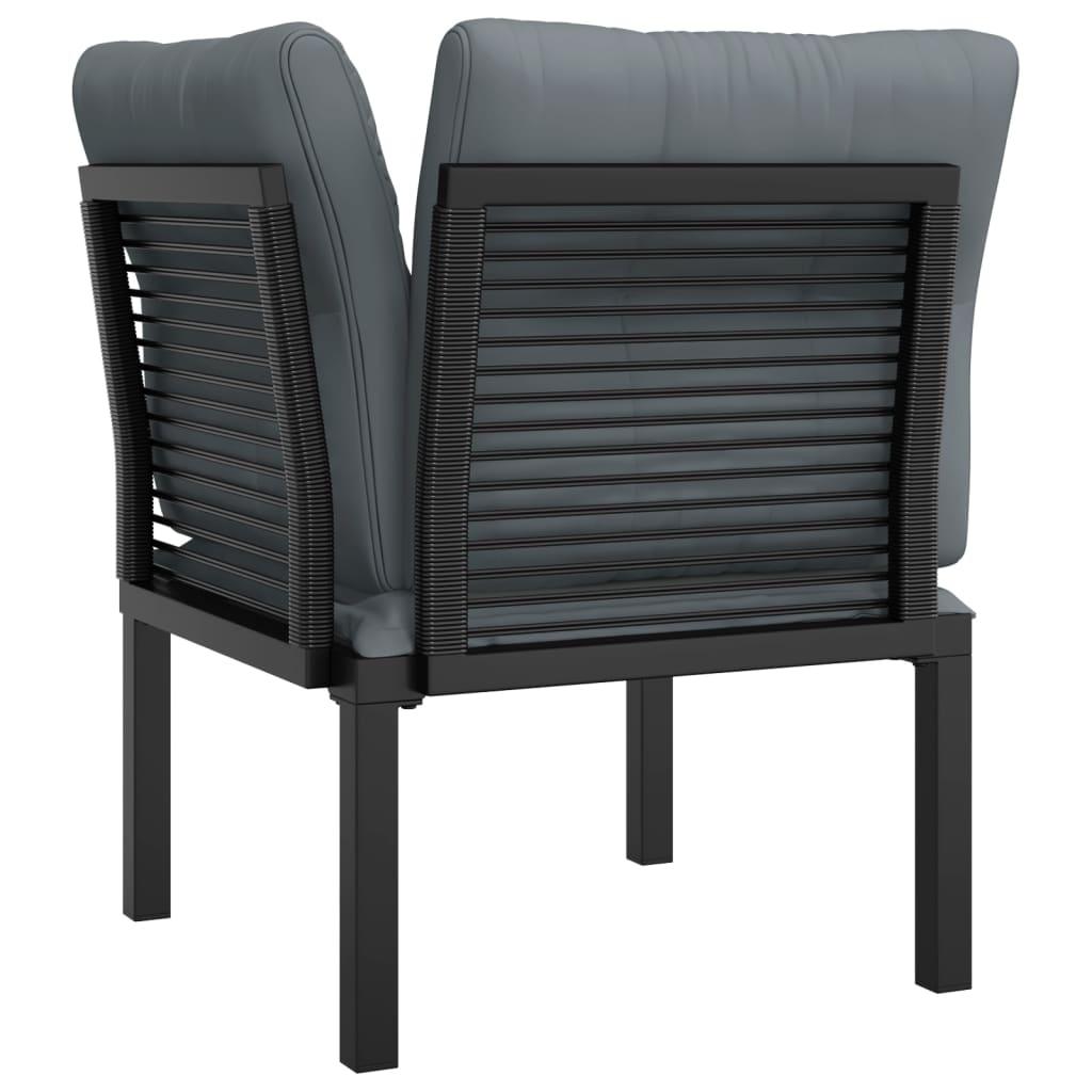 Patio Corner Chair with Cushions Black and Gray Poly Rattan at Set Shop and Smile