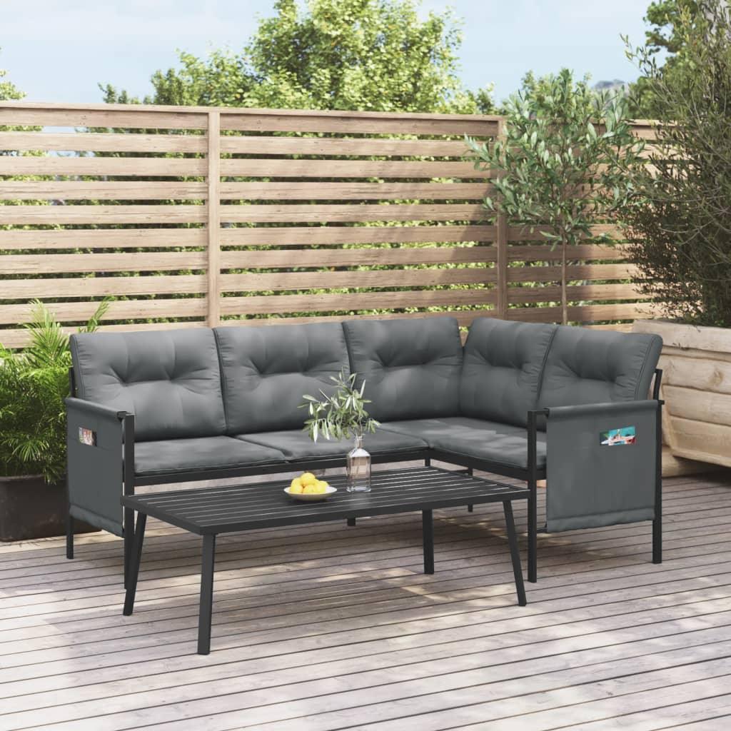 Patio Corner Sofa Anthracite Steel and Textilene at Set Shop and Smile