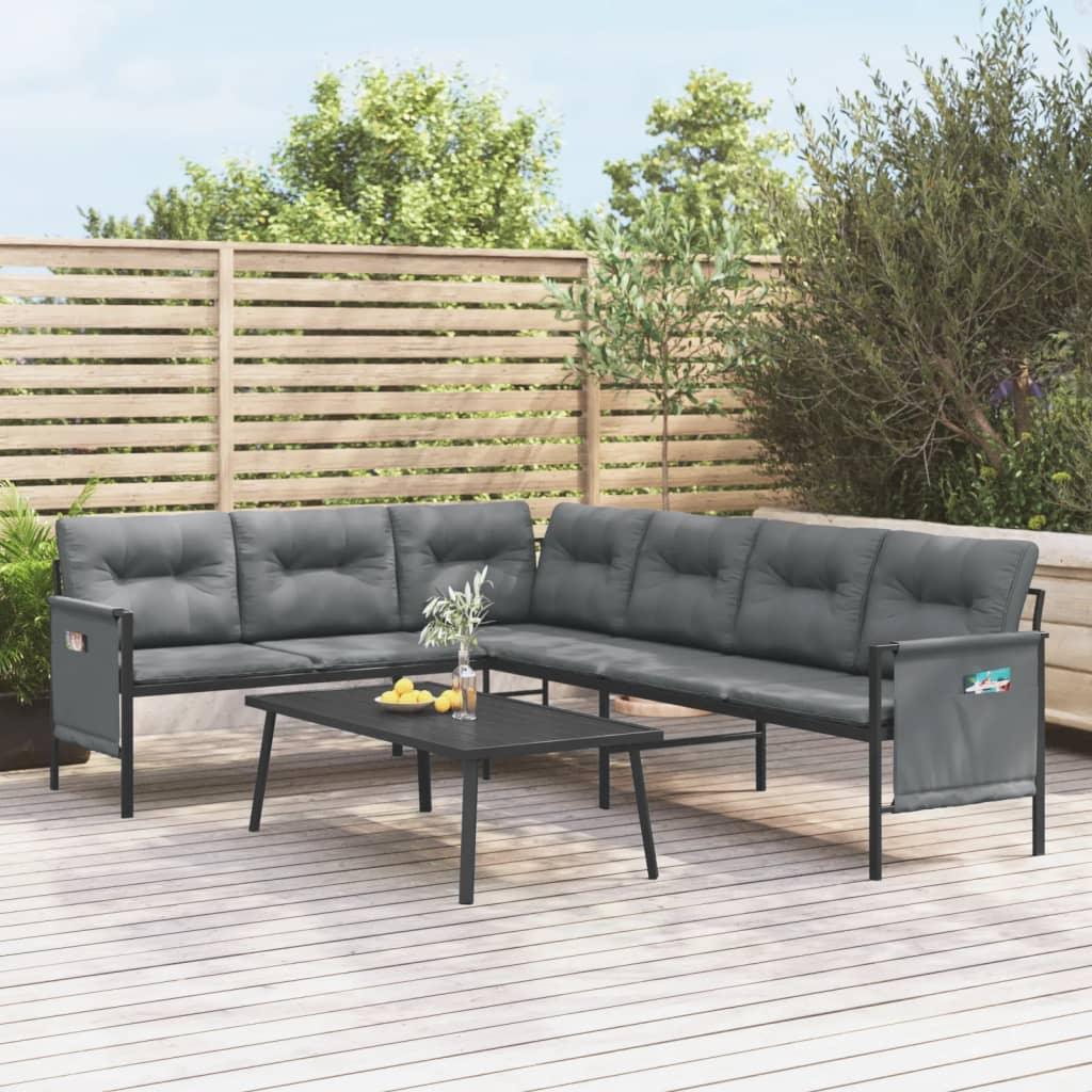 Patio Corner Sofa Anthracite Steel and Textilene at Set Shop and Smile