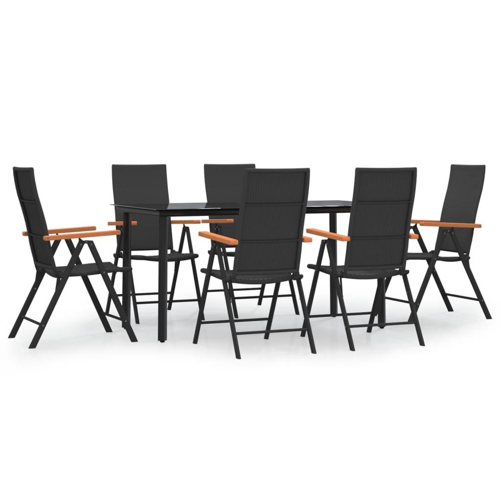 7 Piece Patio Dining Set Black and Brown Poly Rattan at Set Shop and Smile