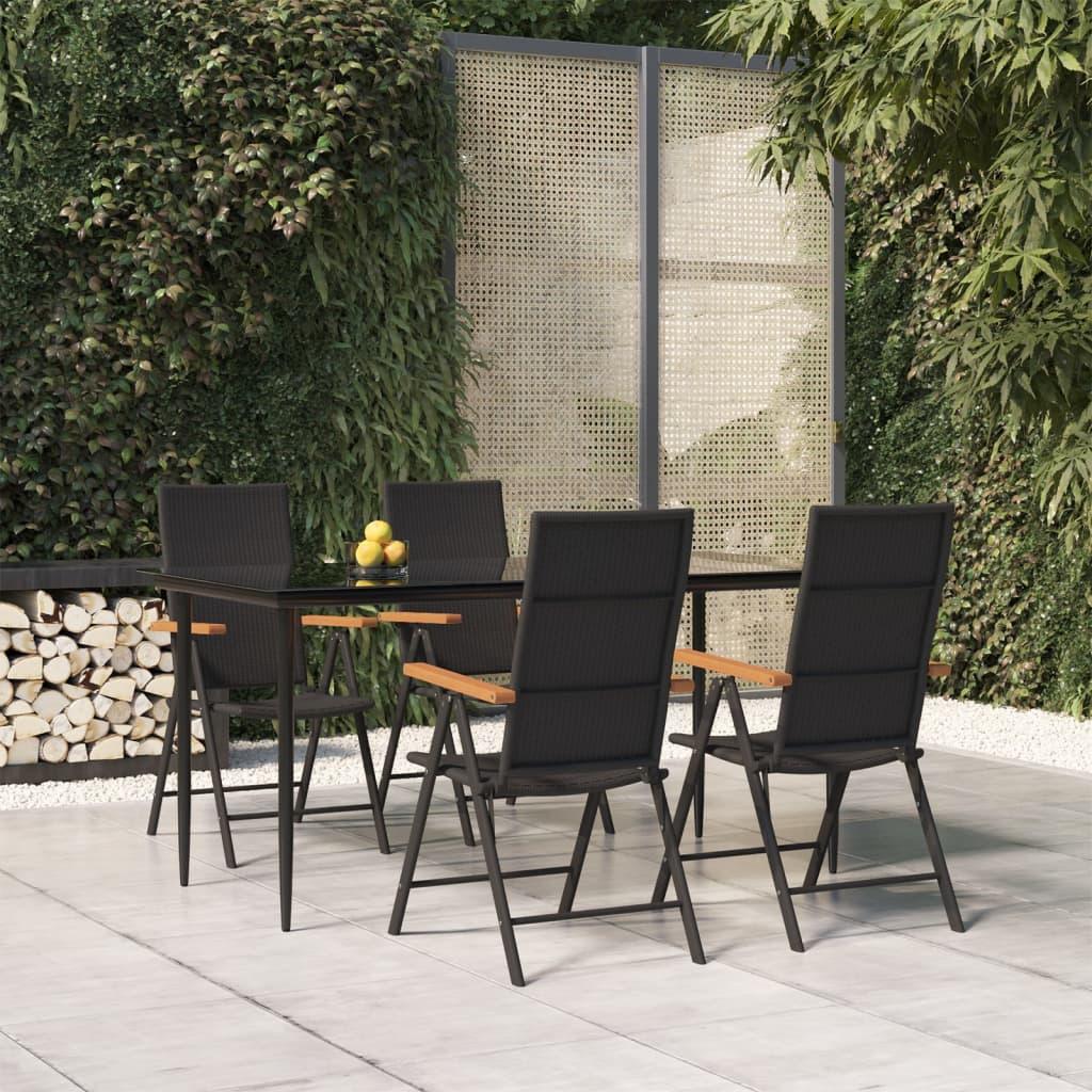 5 Piece Patio Dining Set Black and Brown Poly Rattan at Set Shop and Smile