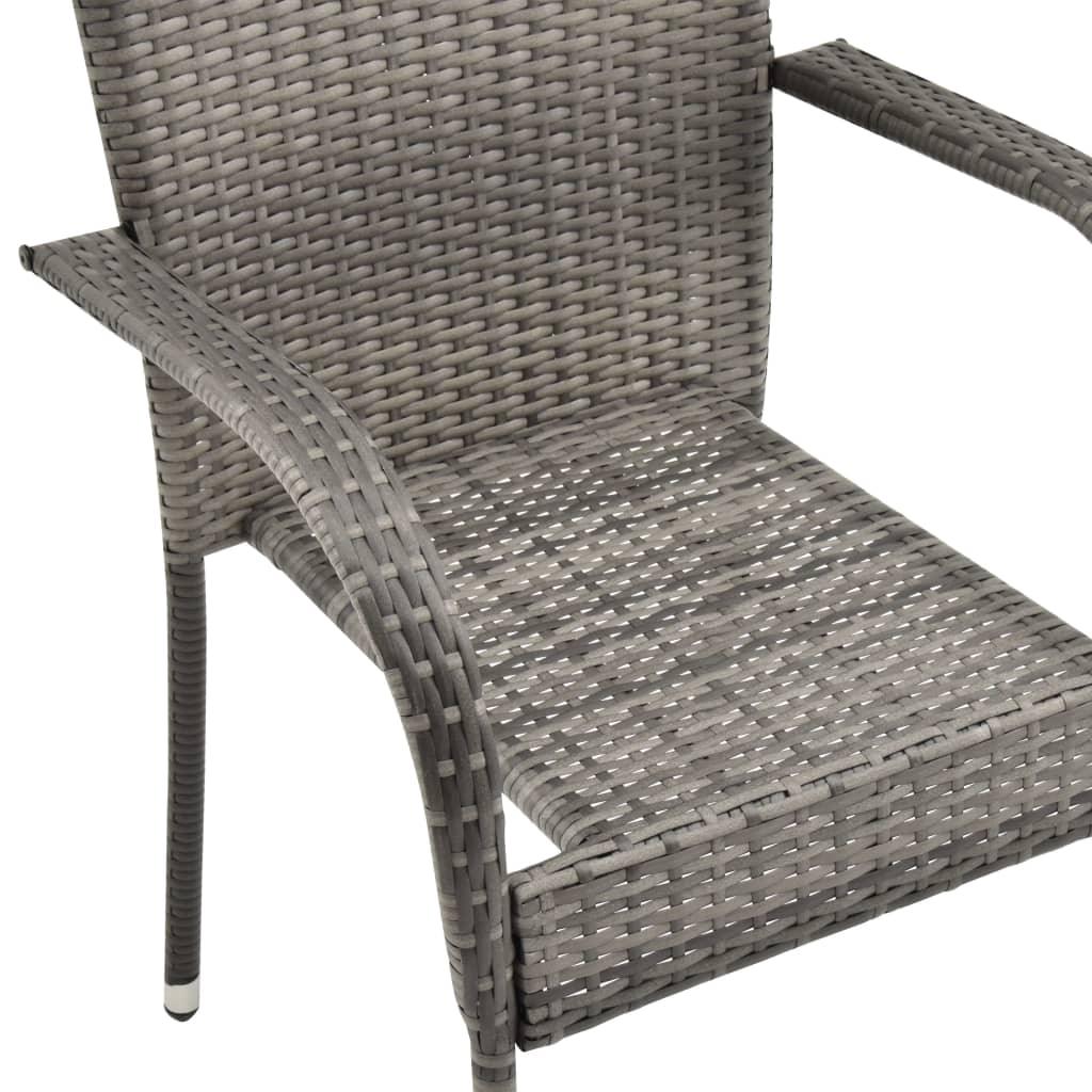 5 Piece Patio Dining Set Gray Poly Rattan at Set Shop and Smile