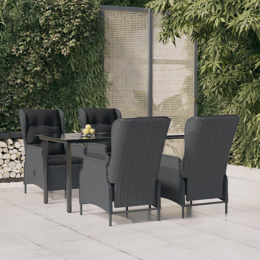 5 Piece Patio Dining Set Dark Gray Poly Rattan at Set Shop and Smile