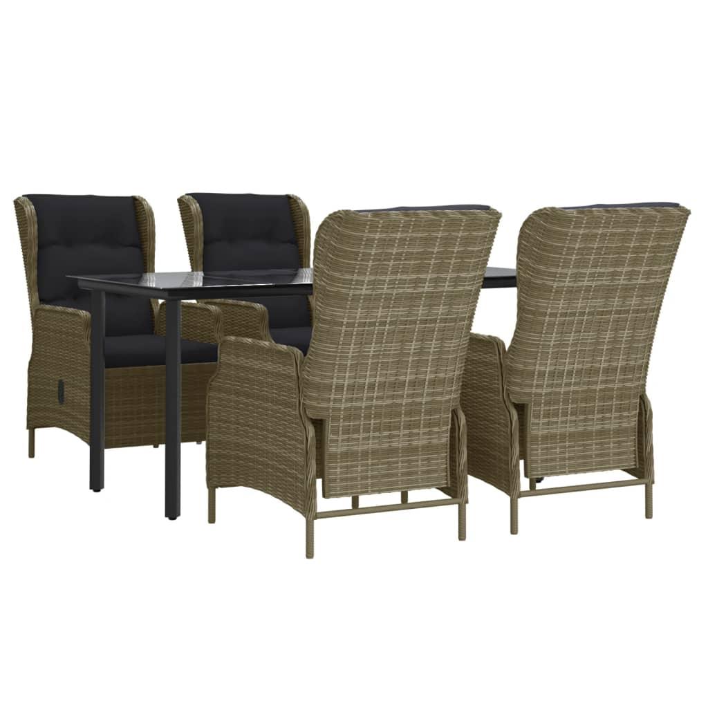 5 Piece Patio Dining Set Brown Poly Rattan at Set Shop and Smile