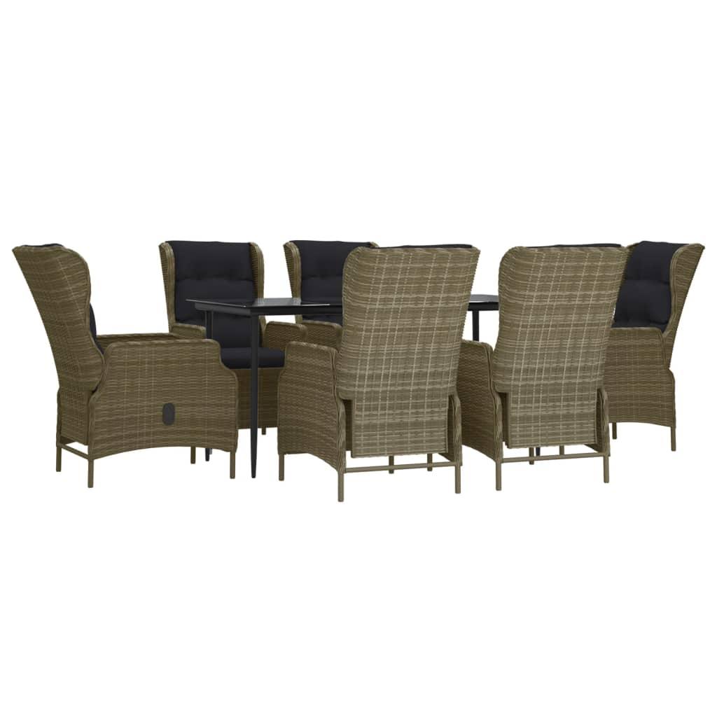 7 Piece Patio Dining Set Brown Poly Rattan at Set Shop and Smile