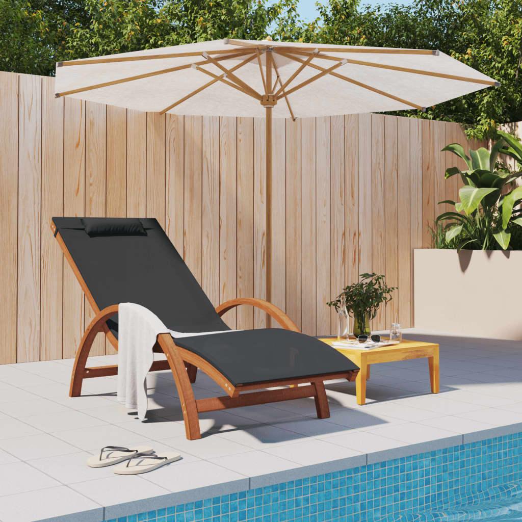 Sun Lounger with Pillow Gray Textilene and Solid Wood Poplar at Set Shop and Smile