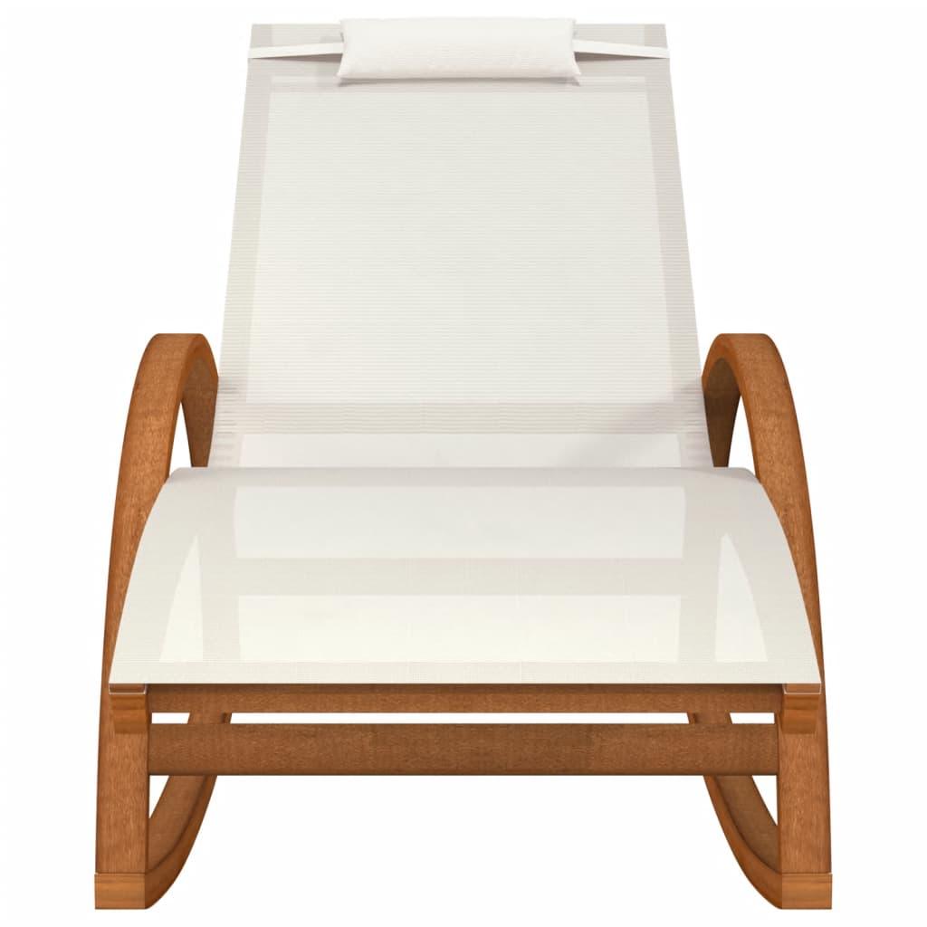 Rocking Chair White Textilene and Solid Wood Poplar at Set Shop and Smile