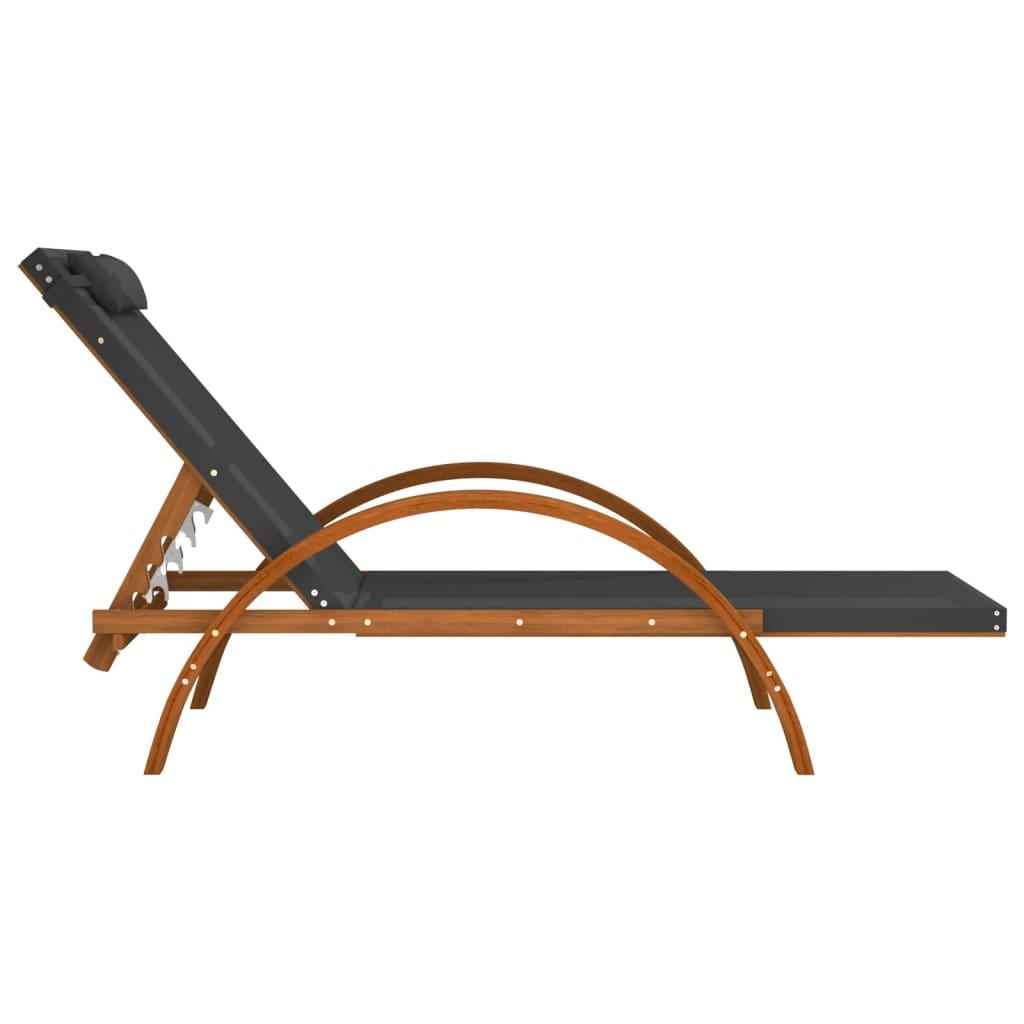 Sun Lounger with Pillow Gray Textilene and Solid Wood Poplar at Set Shop and Smile