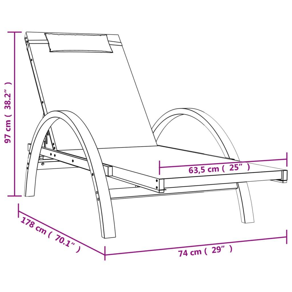 Sun Lounger with Pillow Gray Textilene and Solid Wood Poplar at Set Shop and Smile