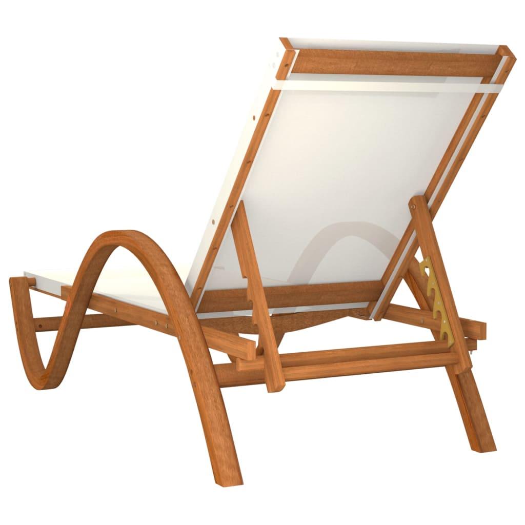 Sun Lounger with Pillow White Textilene and Solid Wood Poplar at Set Shop and Smile