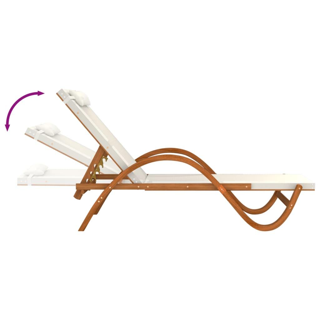 Sun Lounger with Pillow White Textilene and Solid Wood Poplar at Set Shop and Smile