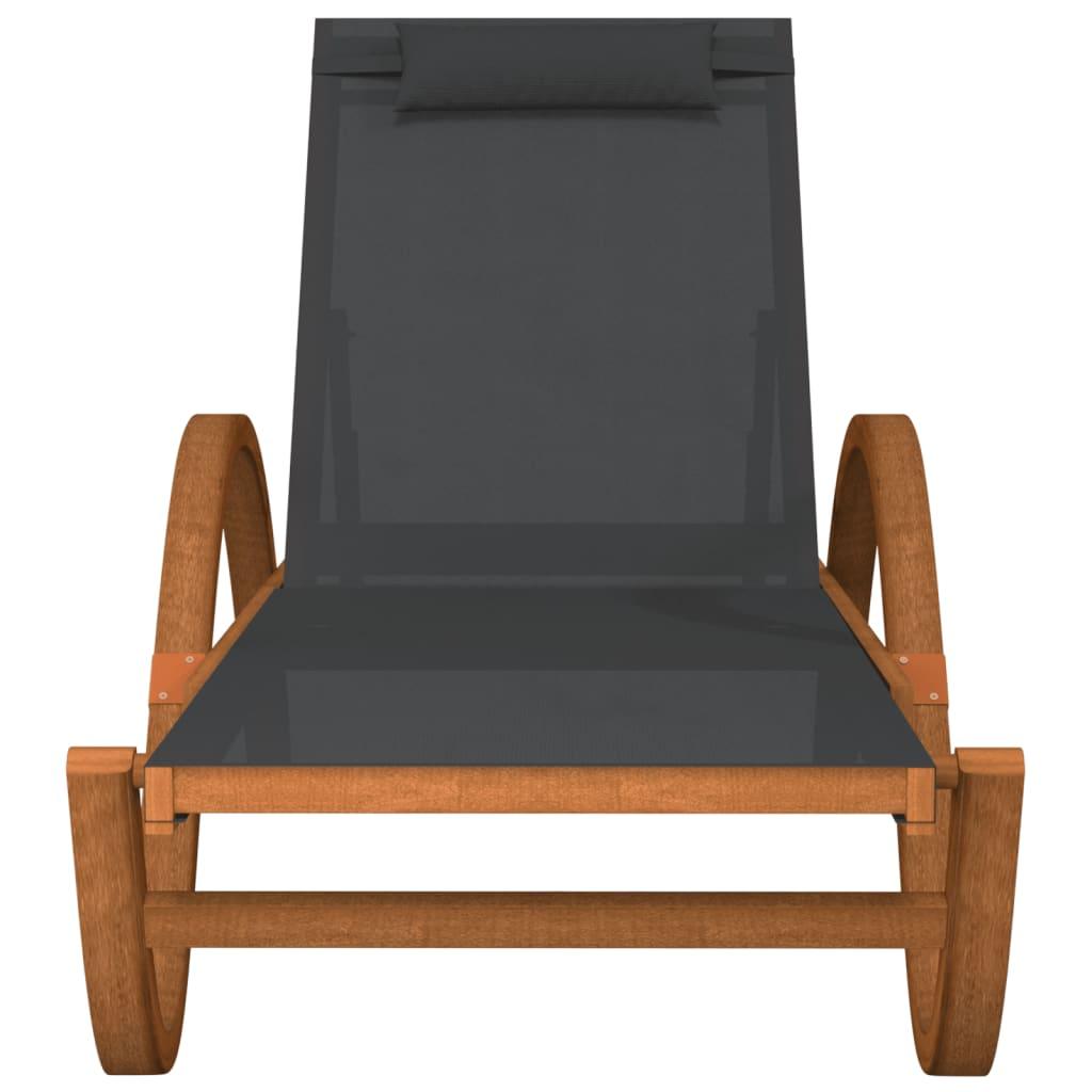 Sun Lounger with Pillow Gray Textilene and Solid Wood Poplar at Set Shop and Smile