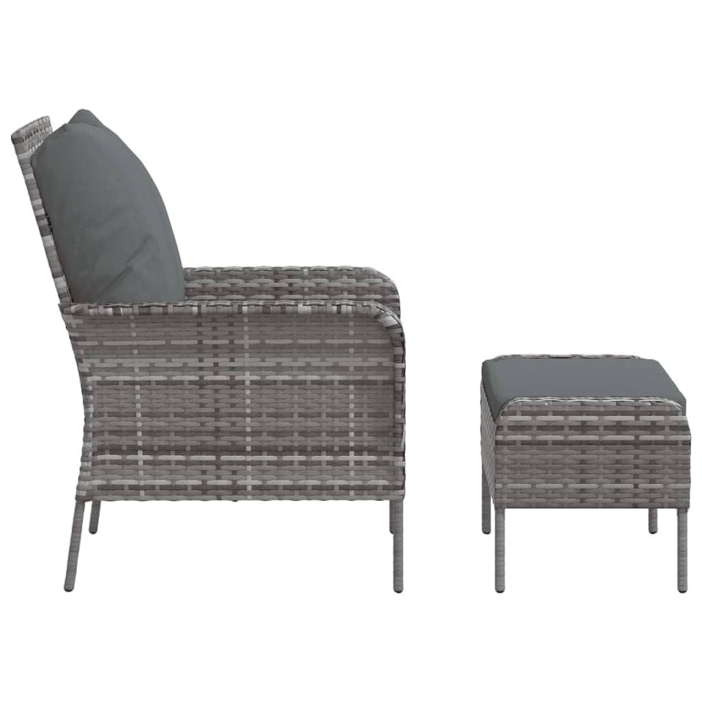 Patio Chair with Footstool Gray Poly Rattan at Set Shop and Smile