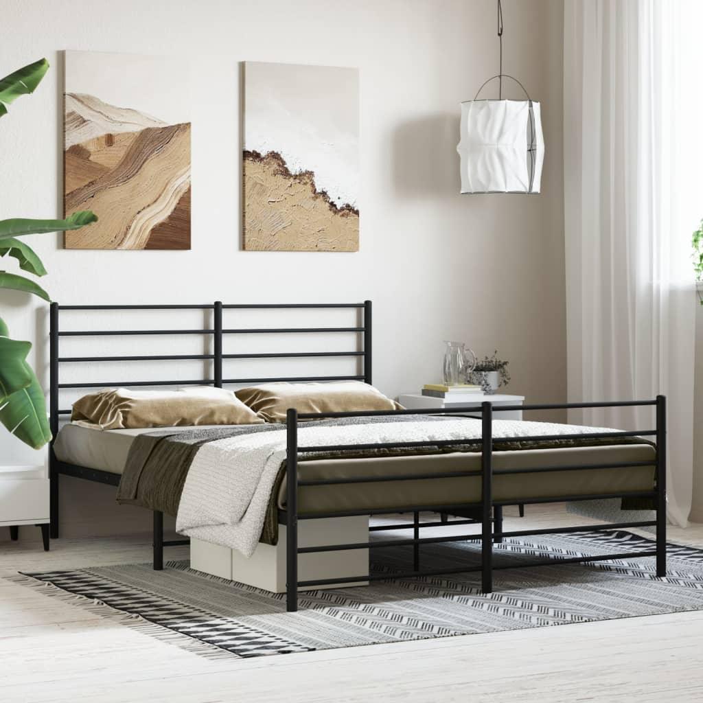 Metal Bed Frame with Headboard and Footboard Black 53.9"x74.8" at Set Shop and Smile