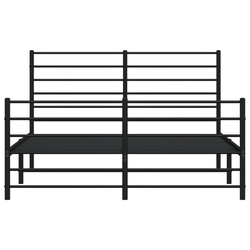Metal Bed Frame with Headboard and Footboard Black 53.9"x74.8" at Set Shop and Smile