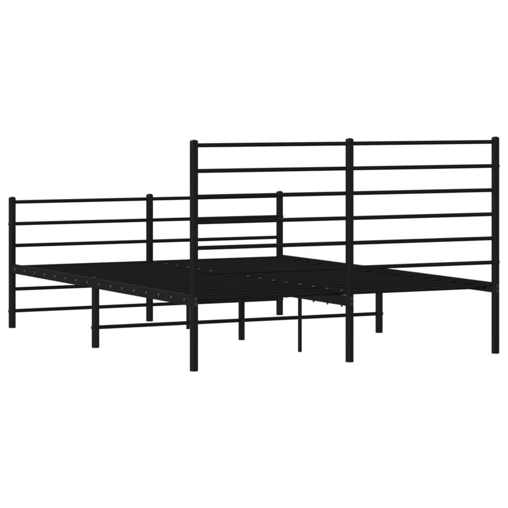 Metal Bed Frame with Headboard and Footboard Black 53.9"x74.8" at Set Shop and Smile