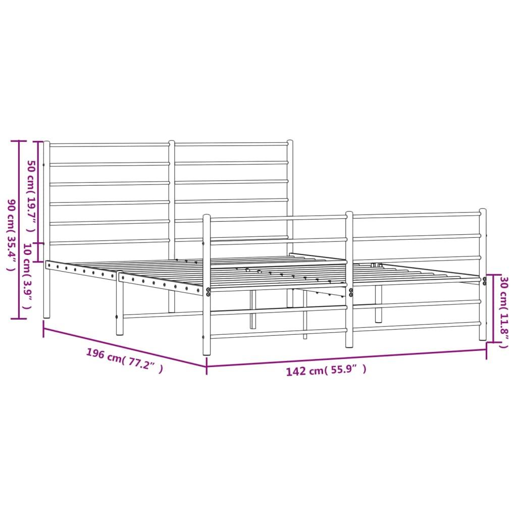 Metal Bed Frame with Headboard and Footboard Black 53.9"x74.8" at Set Shop and Smile