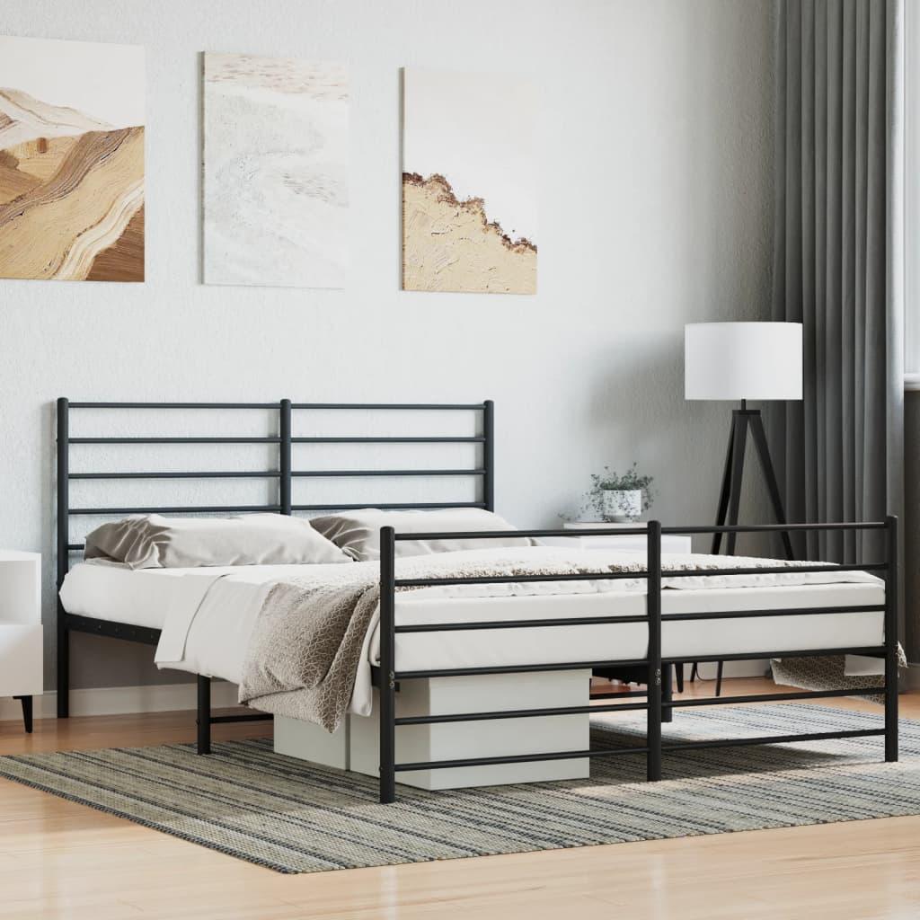 Metal Bed Frame with Headboard and Footboard Black 53.9"x74.8" at Set Shop and Smile