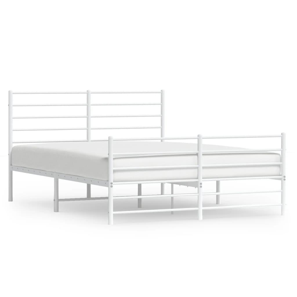 Metal Bed Frame with Headboard and Footboard White 59.8"x78.7" at Set Shop and Smile