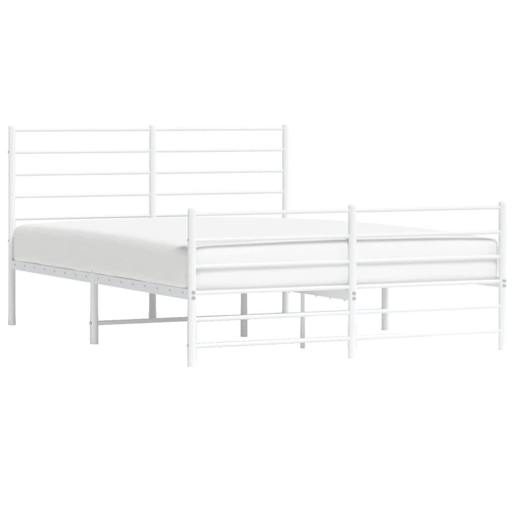 Metal Bed Frame with Headboard and Footboard White 59.8"x78.7" at Set Shop and Smile