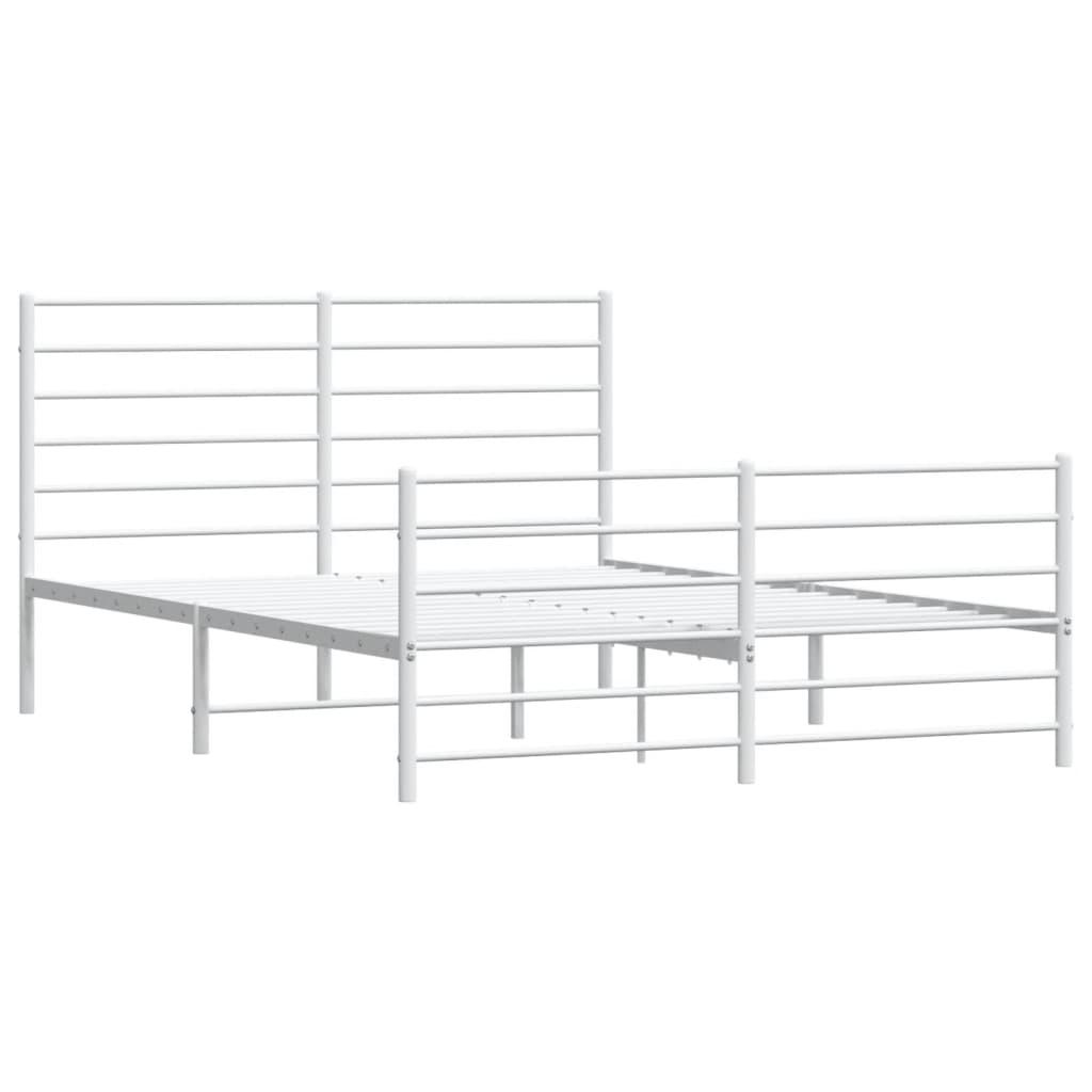 Metal Bed Frame with Headboard and Footboard White 59.8"x78.7" at Set Shop and Smile