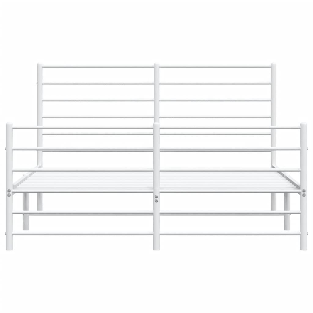 Metal Bed Frame with Headboard and Footboard White 59.8"x78.7" at Set Shop and Smile