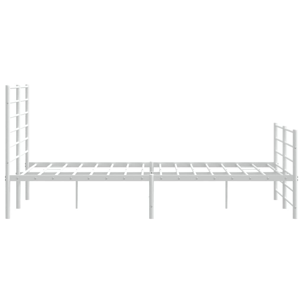 Metal Bed Frame with Headboard and Footboard White 59.8"x78.7" at Set Shop and Smile