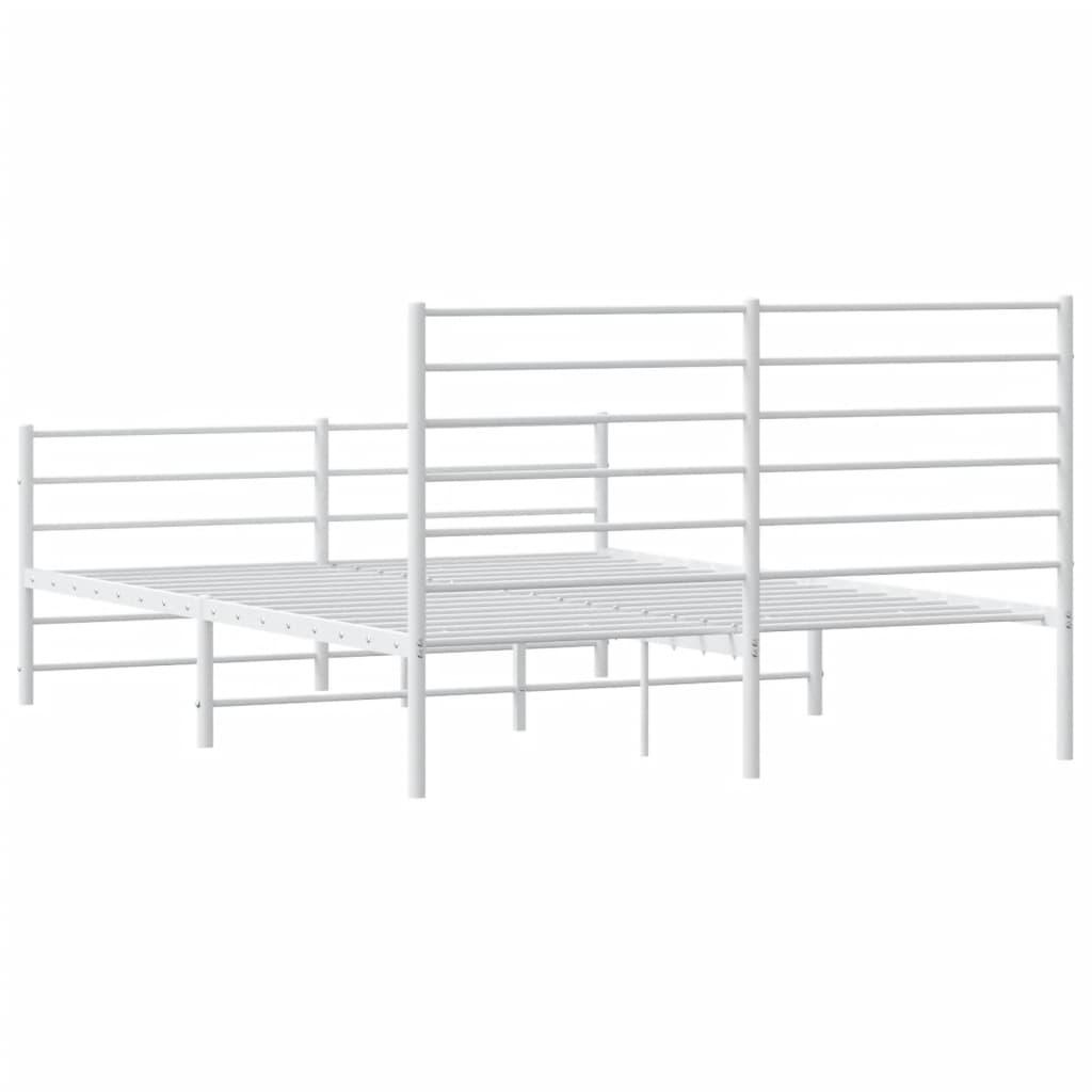 Metal Bed Frame with Headboard and Footboard White 59.8"x78.7" at Set Shop and Smile