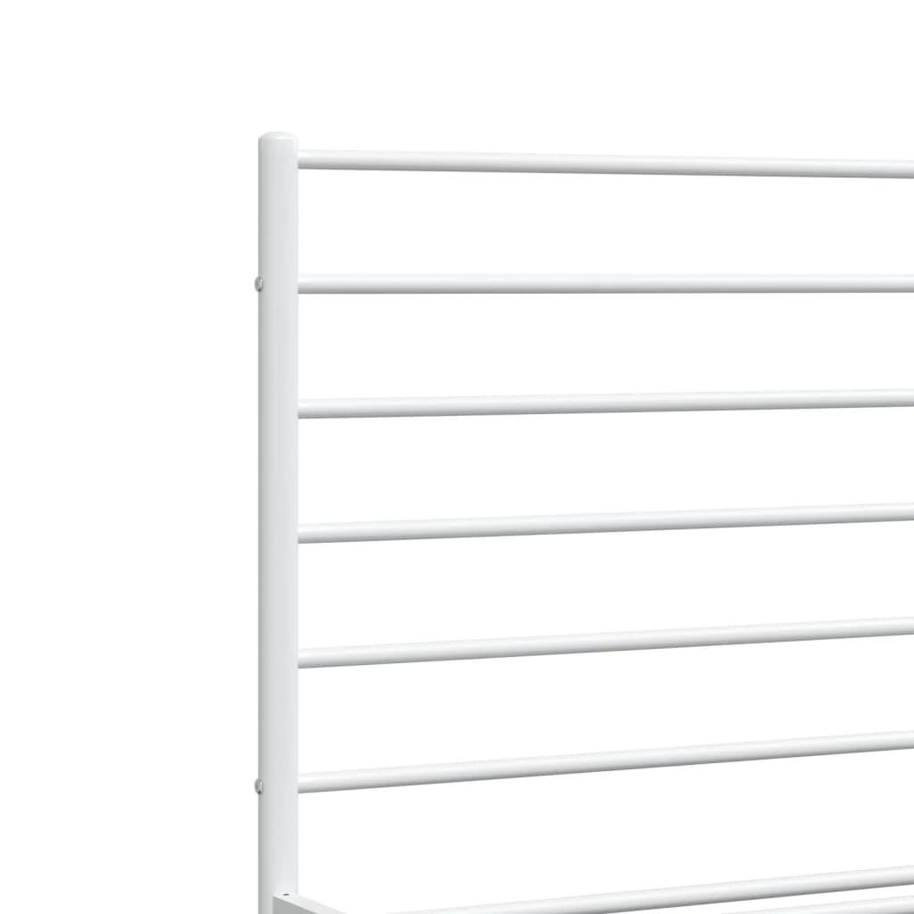 Metal Bed Frame with Headboard and Footboard White 59.8"x78.7" at Set Shop and Smile