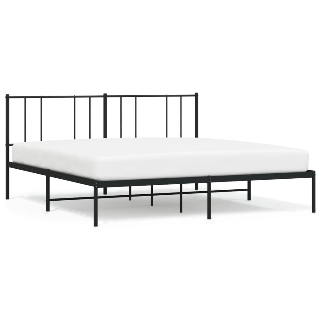 Metal Bed Frame with Headboard Black 76"x79.9" at Set Shop and Smile