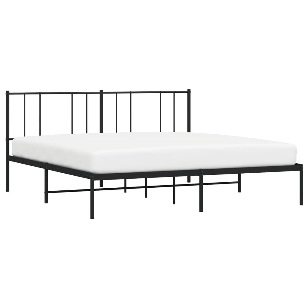 Metal Bed Frame with Headboard Black 76"x79.9" at Set Shop and Smile