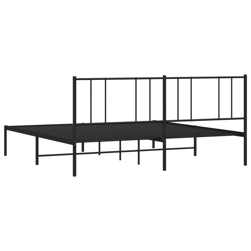 Metal Bed Frame with Headboard Black 76"x79.9" at Set Shop and Smile