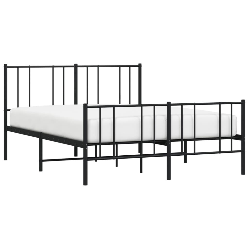 Metal Bed Frame with Headboard and Footboard Black 53.9"x74.8" at Set Shop and Smile