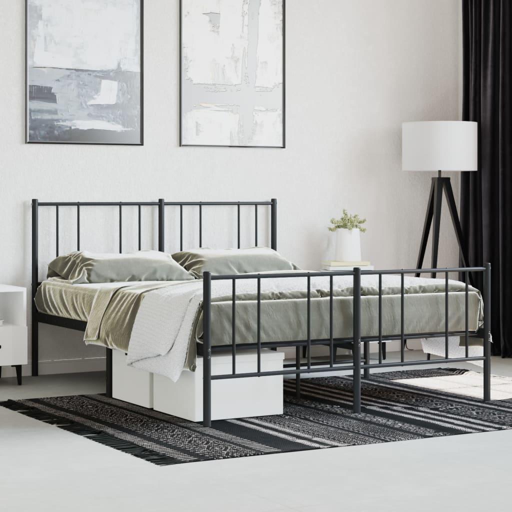 Metal Bed Frame with Headboard and Footboard Black 53.9"x74.8" at Set Shop and Smile
