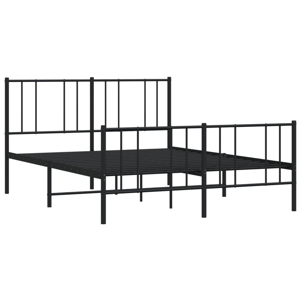 Metal Bed Frame with Headboard and Footboard Black 53.9"x74.8" at Set Shop and Smile