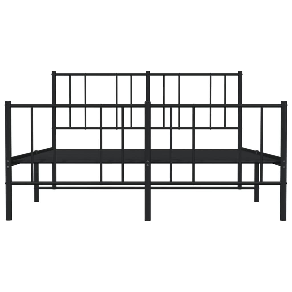 Metal Bed Frame with Headboard and Footboard Black 53.9"x74.8" at Set Shop and Smile