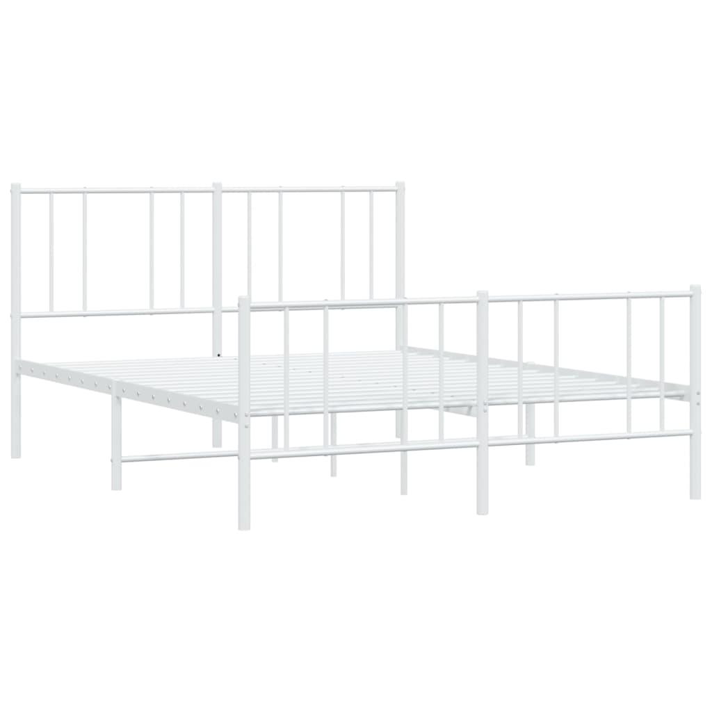 Metal Bed Frame with Headboard and Footboard White 59.8"x78.7" at Set Shop and Smile