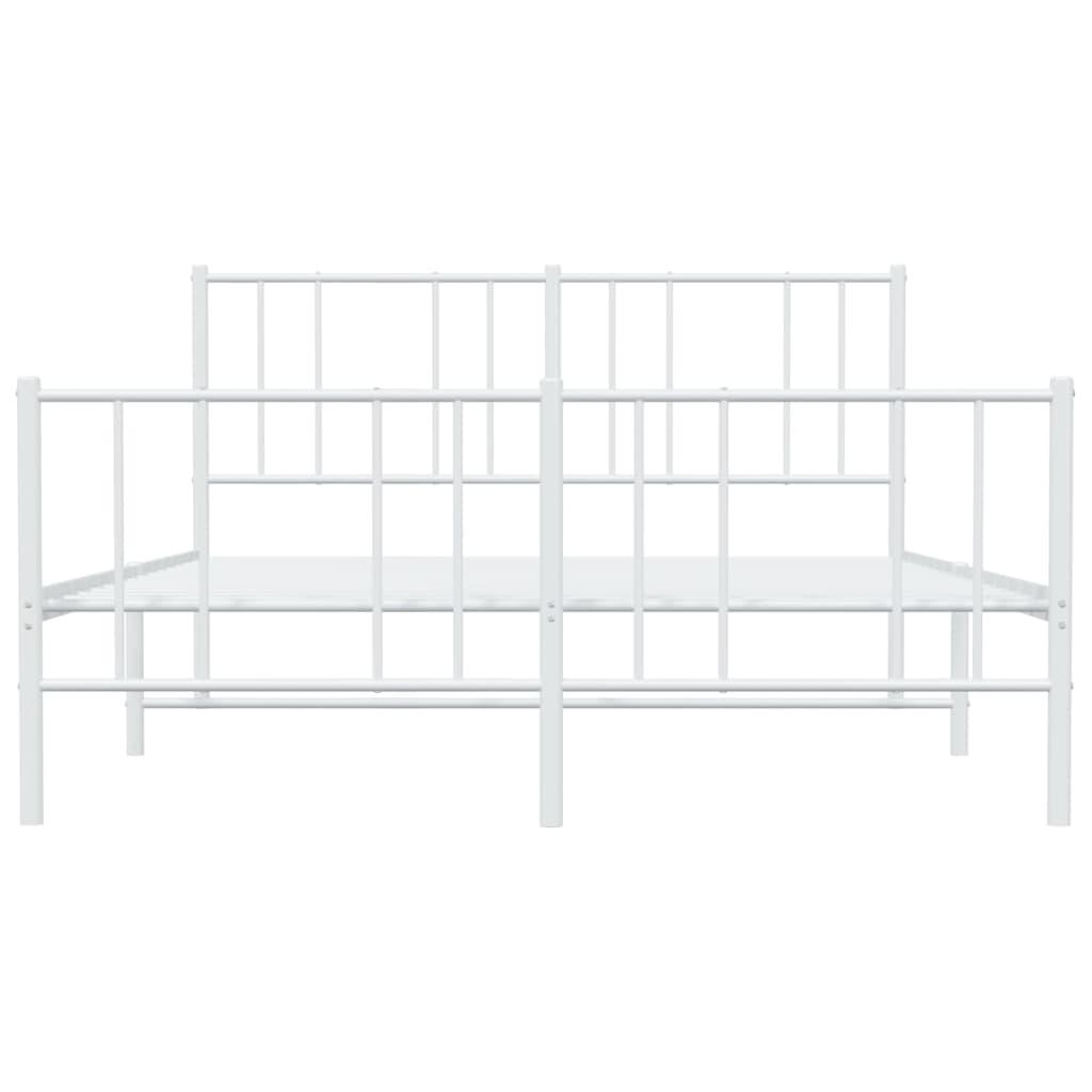 Metal Bed Frame with Headboard and Footboard White 59.8"x78.7" at Set Shop and Smile
