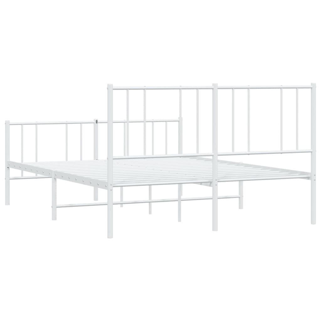 Metal Bed Frame with Headboard and Footboard White 59.8"x78.7" at Set Shop and Smile