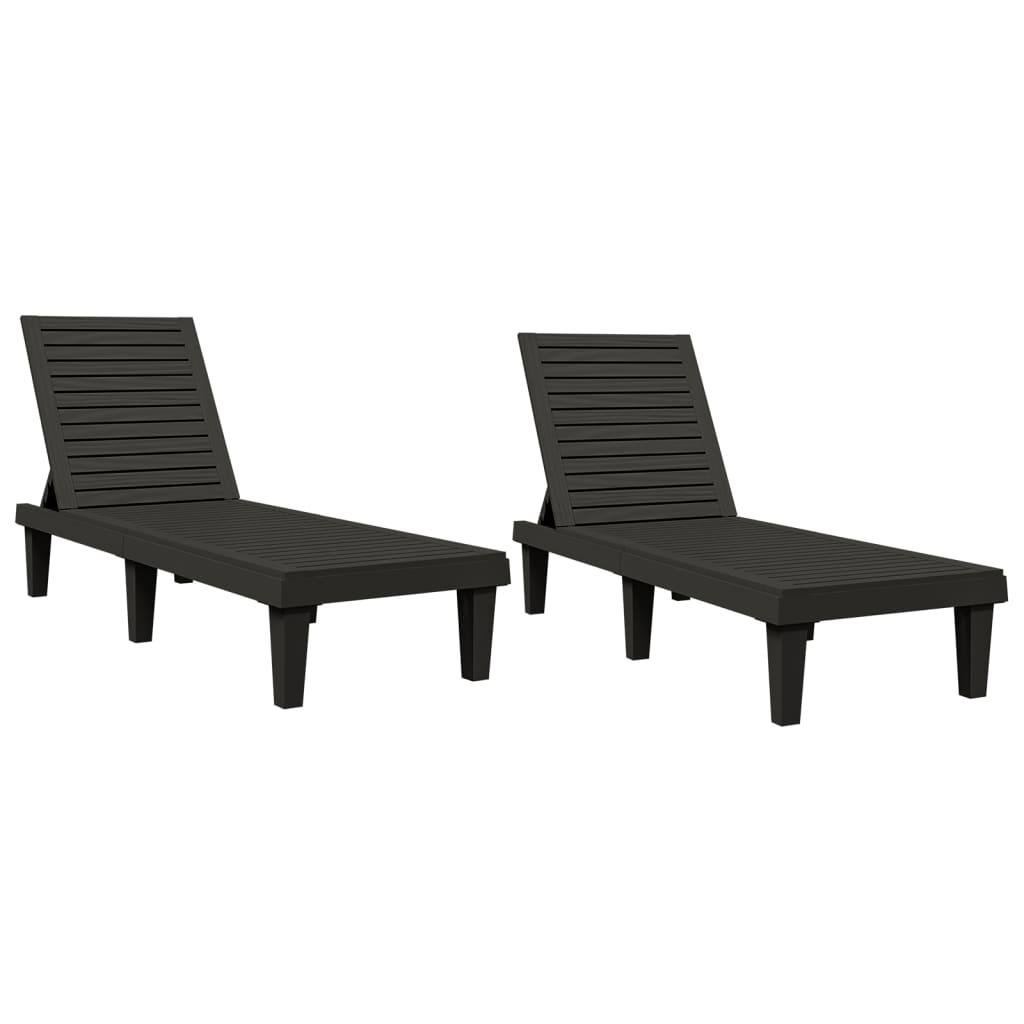 Sun Loungers 2 pcs Black 61"x22.8"x32.7" Polypropylene at Set Shop and Smile