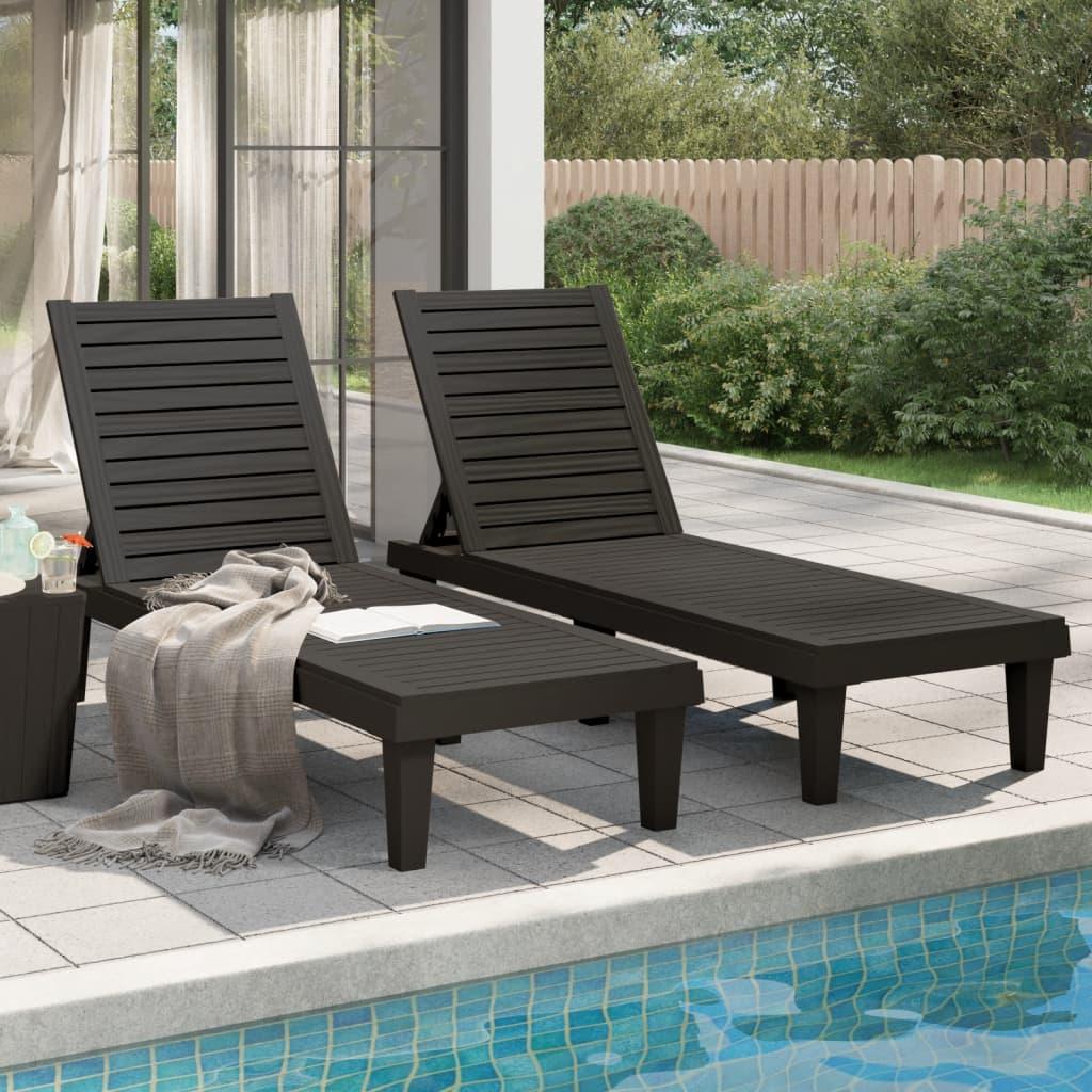 Sun Loungers 2 pcs Black 61"x22.8"x32.7" Polypropylene at Set Shop and Smile