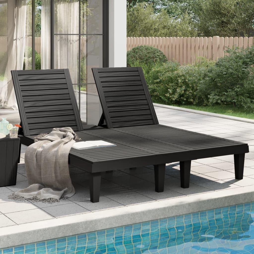 Double Sun Lounger Black 61"x54.3"x32.7" Polypropylene at Set Shop and Smile