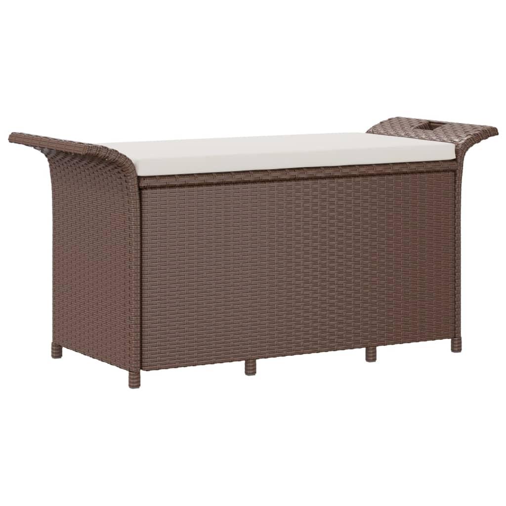 Patio Bench with Cushion Brown 45.7"x18.1"x22.4" Poly Rattan at Set Shop and Smile