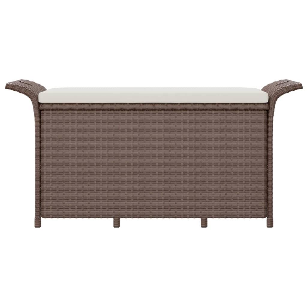 Patio Bench with Cushion Brown 45.7"x18.1"x22.4" Poly Rattan at Set Shop and Smile