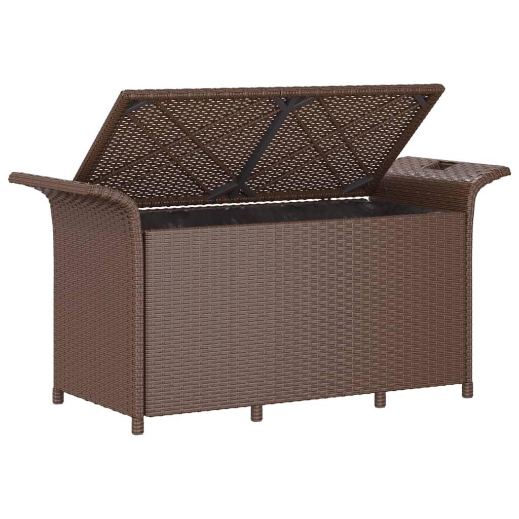 Patio Bench with Cushion Brown 45.7"x18.1"x22.4" Poly Rattan at Set Shop and Smile