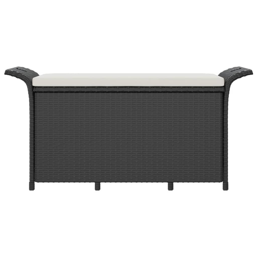 Patio Bench with Cushion Black 45.7"x18.1"x22.4" Poly Rattan at Set Shop and Smile