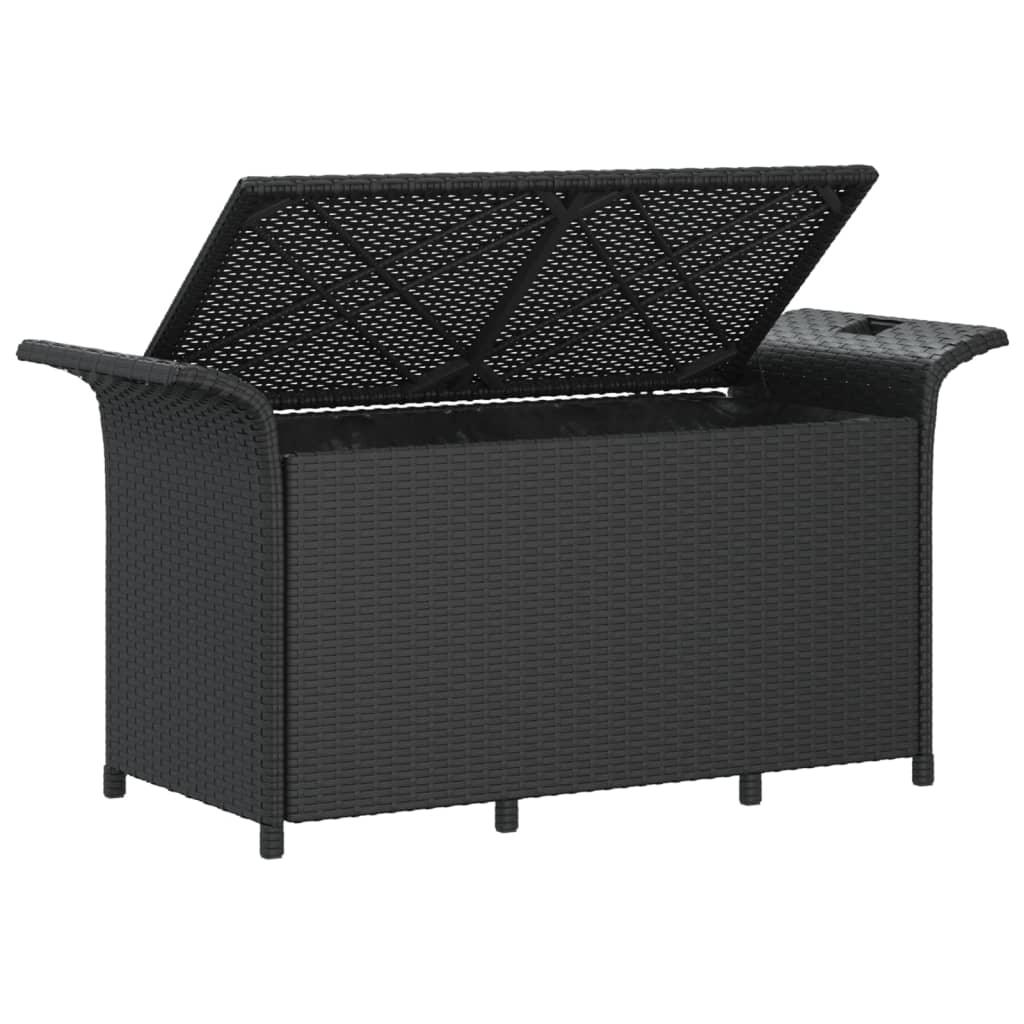 Patio Bench with Cushion Black 45.7"x18.1"x22.4" Poly Rattan at Set Shop and Smile