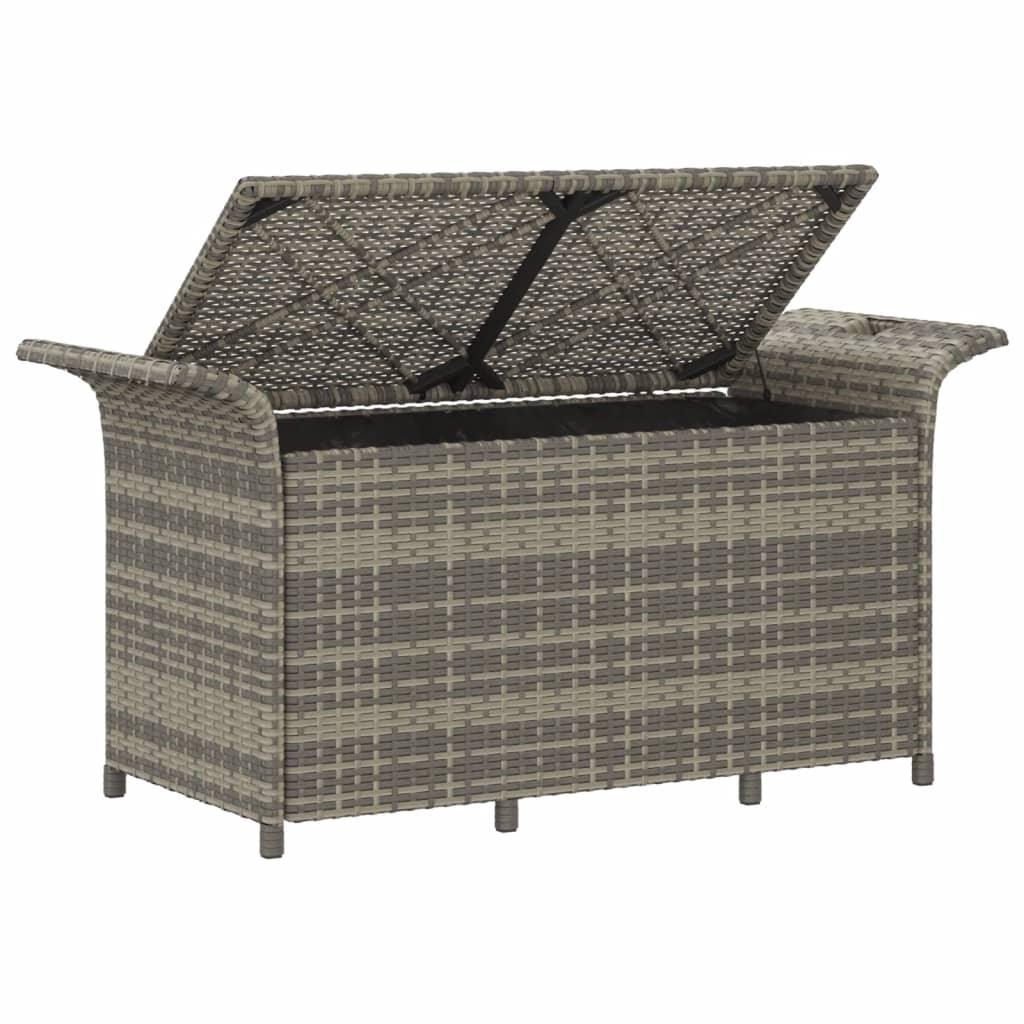 Patio Bench with Cushion Gray 45.7"x18.1"x22.4" Poly Rattan at Set Shop and Smile