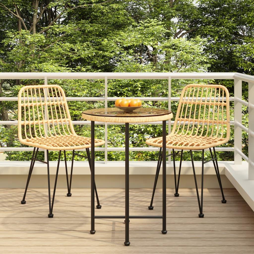 3 Piece Patio Dining Set Poly Rattan at Set Shop and Smile